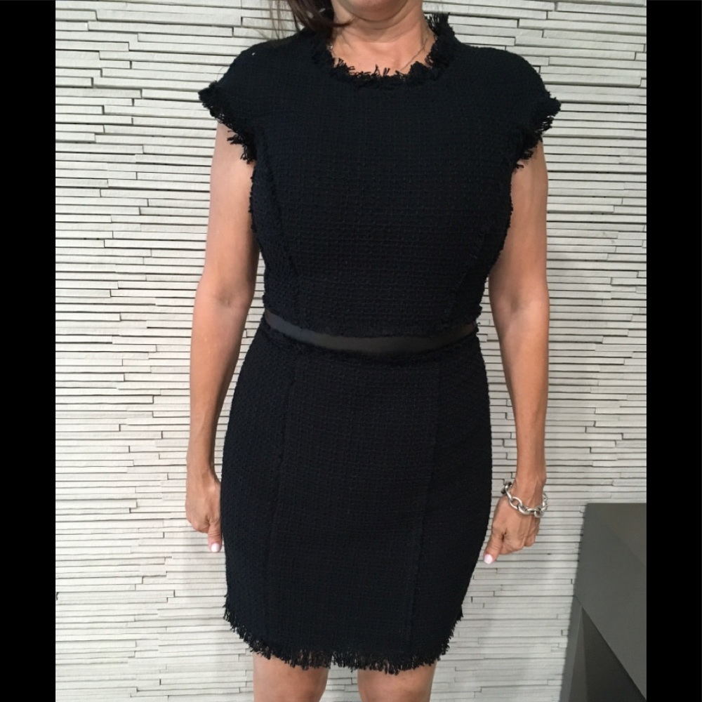 Rebecca Taylor Black Tweed MIDI Dress